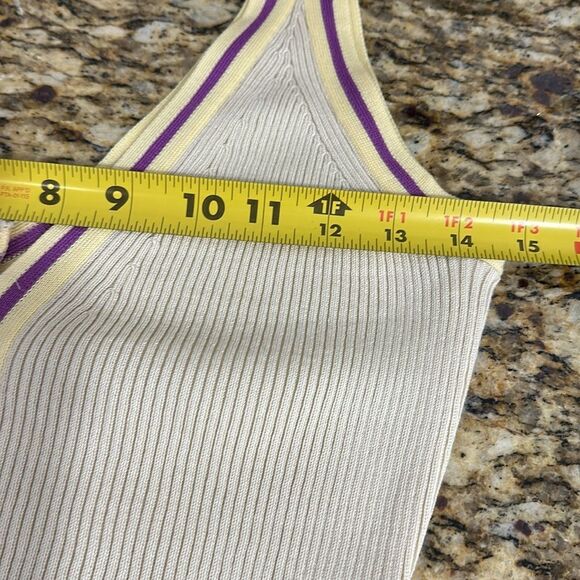 Sleeveless V-neck Midi Bodycon Dress In Light Beige Size M - Picture 7 of 9